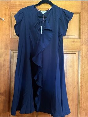 Umgee Navy Ruffle-Front Midi Dress